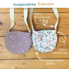 junikind Kuscheltiertaschen kann man Wenden: Herzchendesign auf der einen Seite, Blumen auf der anderen